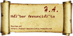 Héber Annunciáta névjegykártya